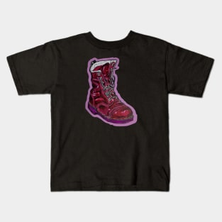 Red Pop Boot by Jason Hancock Kids T-Shirt